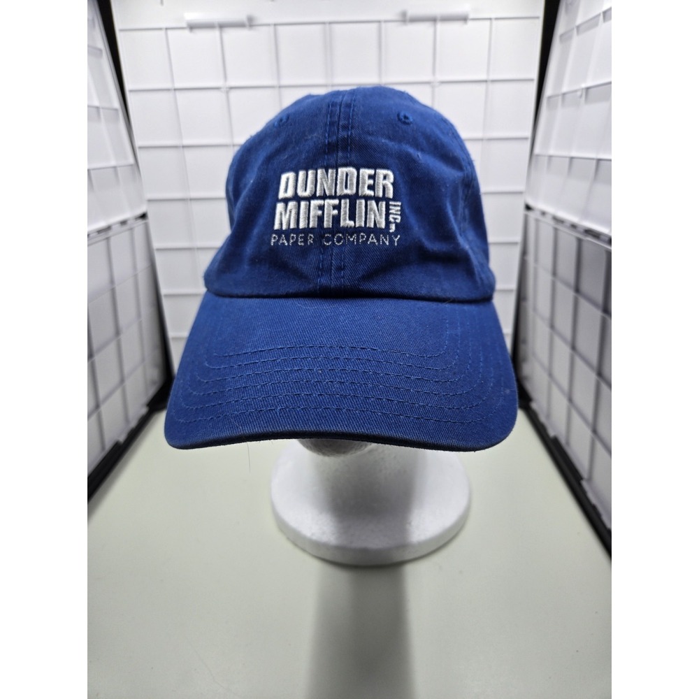 The Office Hat Dunder Mifflin Paper Company Adjustable Tuck Strap Back Blue Cap